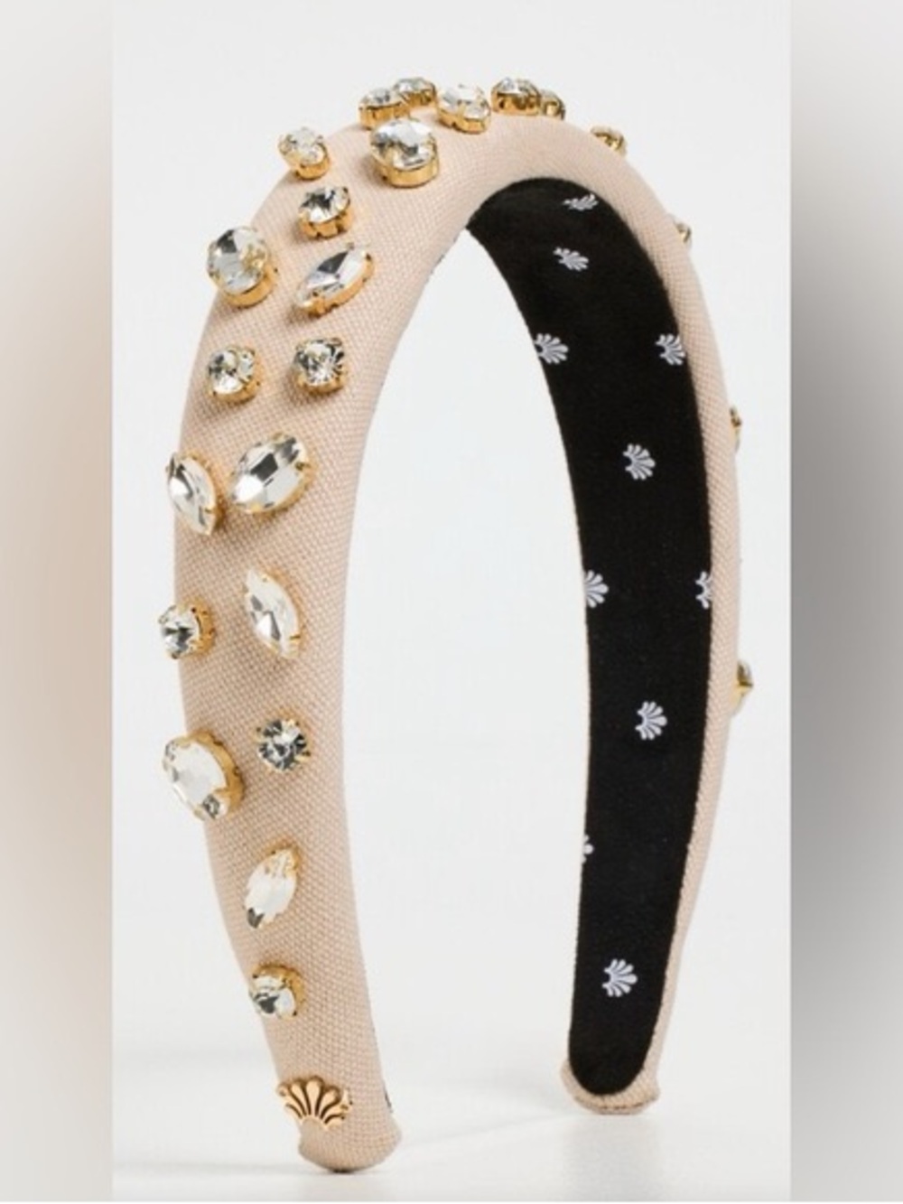 Lele Sadoughi Glittering Crystal Alice Headband Sand Neutral $195